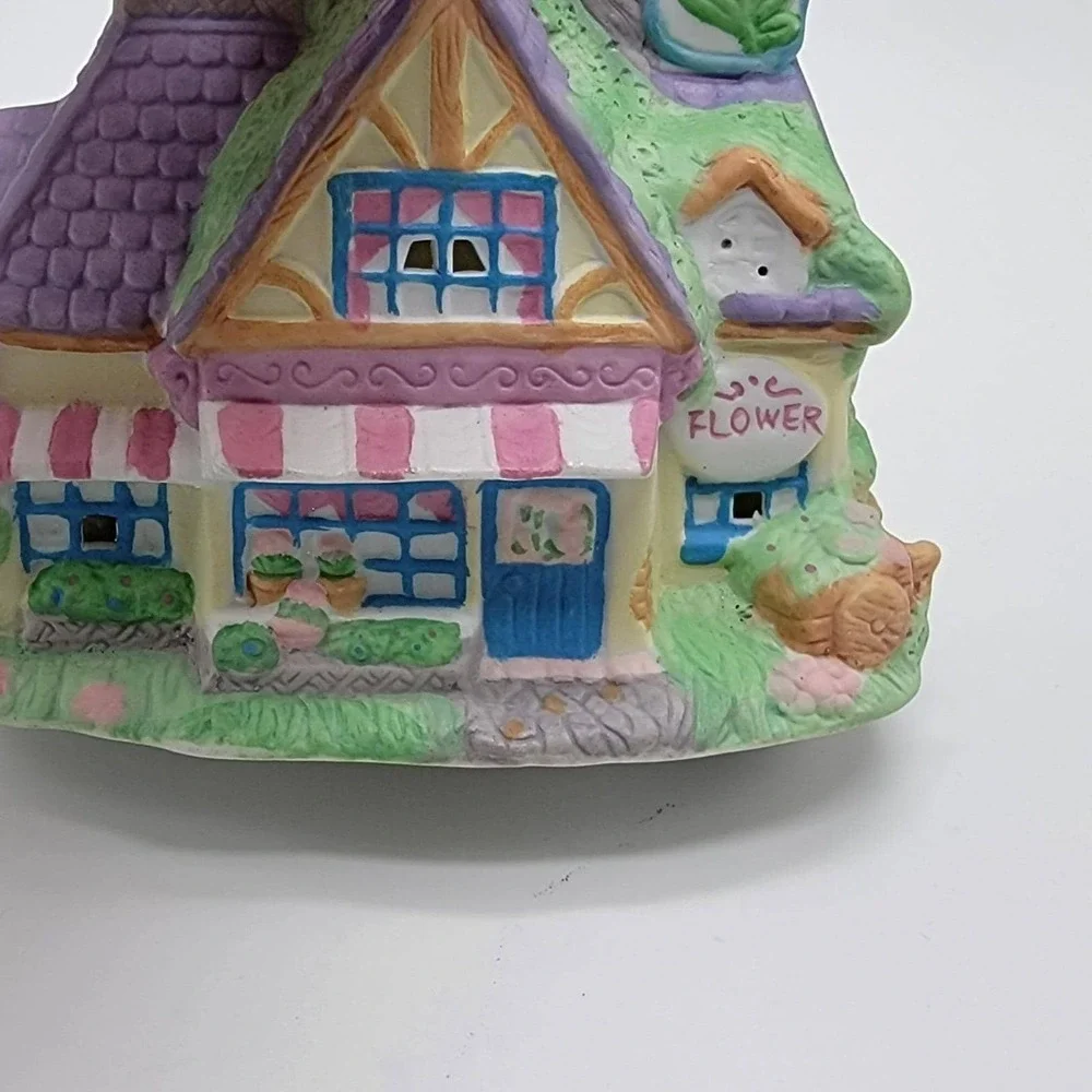 Easter Bunny Flower Shop Mervyn's 1994 Village Square Lighted House Cottages